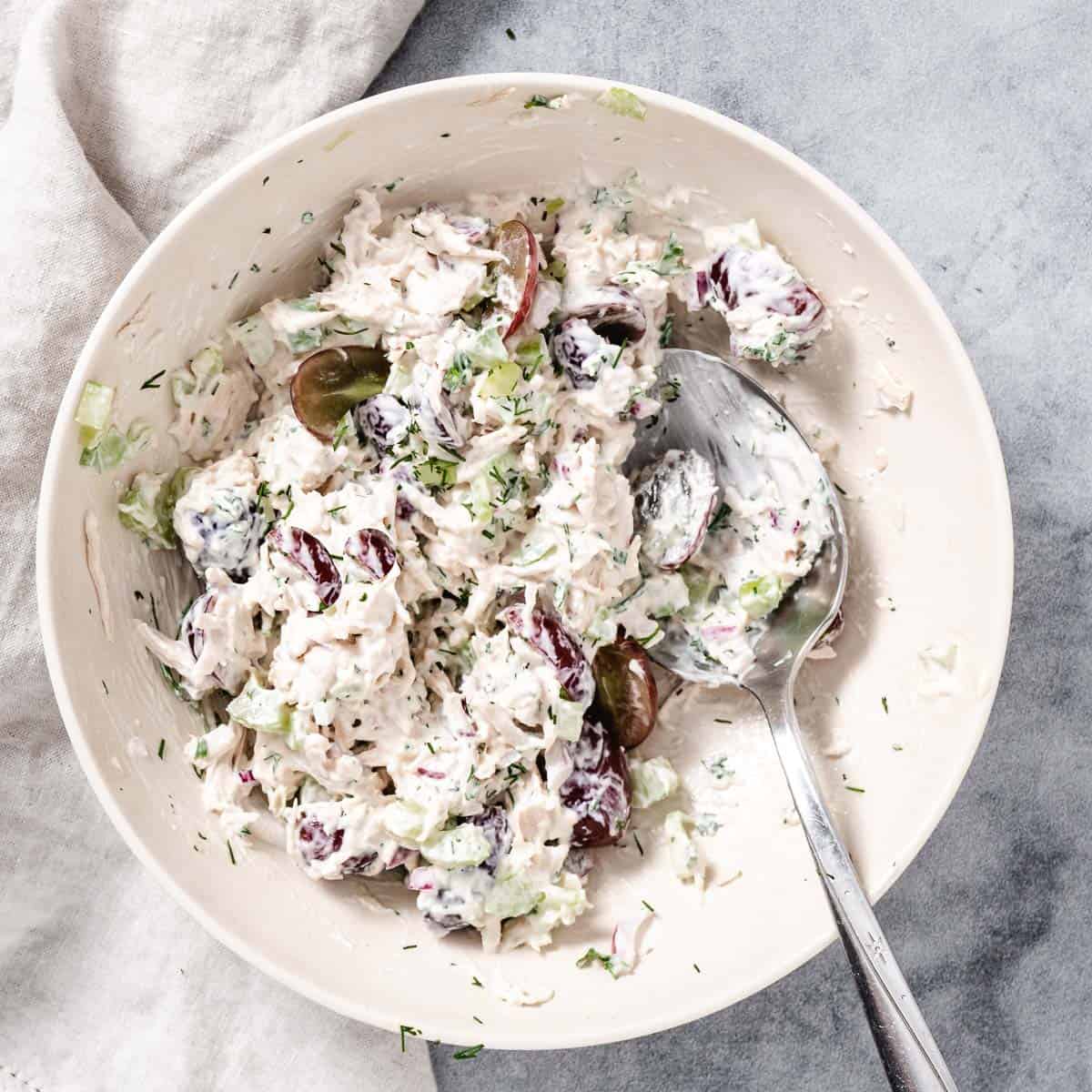 chicken salad with grapes, celery and dill