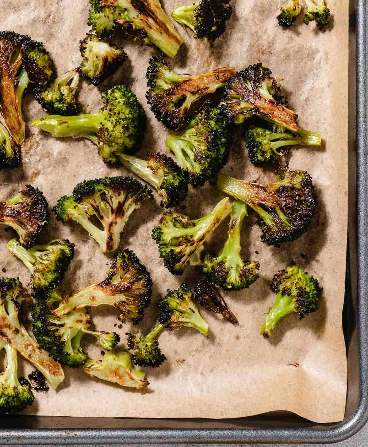 roasting broccoli on a sheet pan
