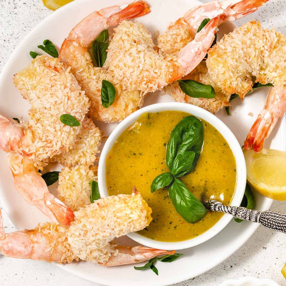 coconut shrimp with mango dipping sauce