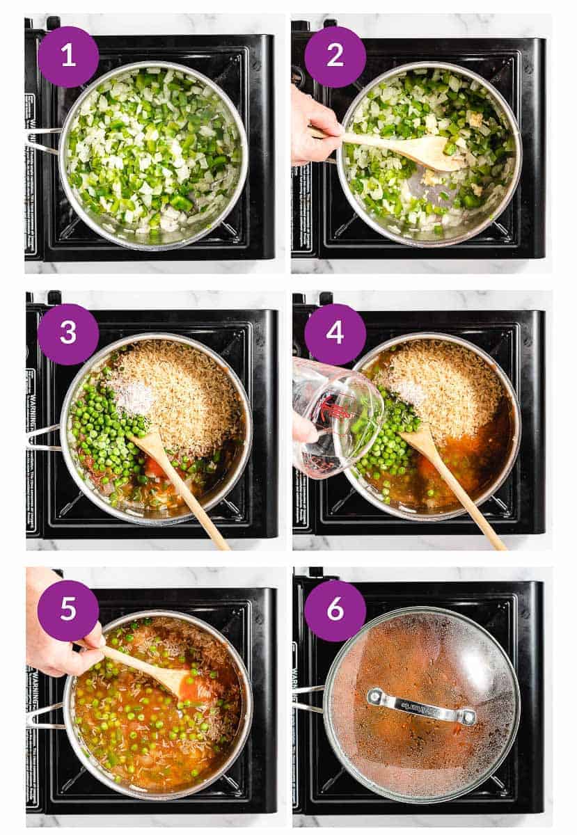 Step by step instrictions how to make spanish rice.