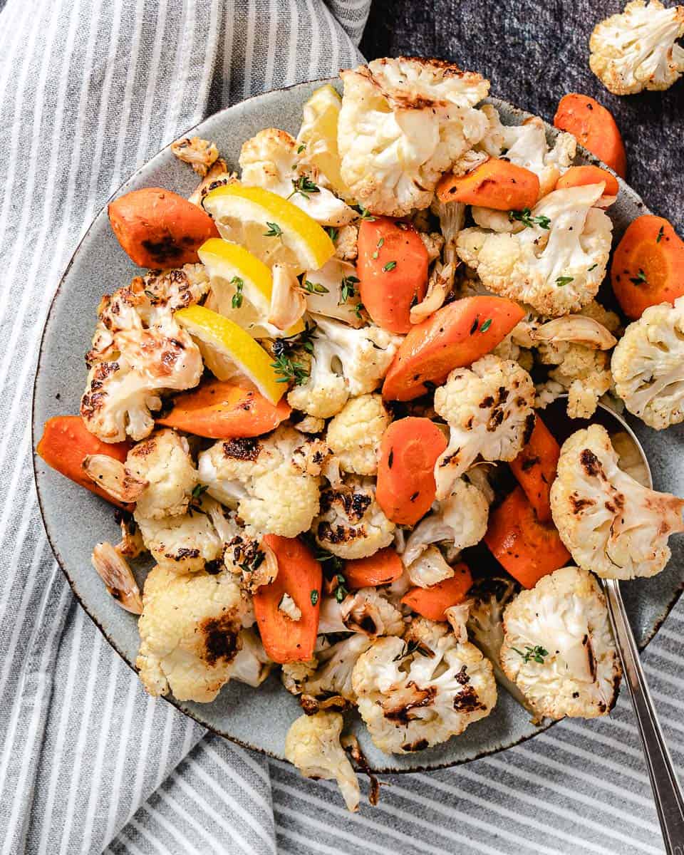 roasted cauliflower and carrots