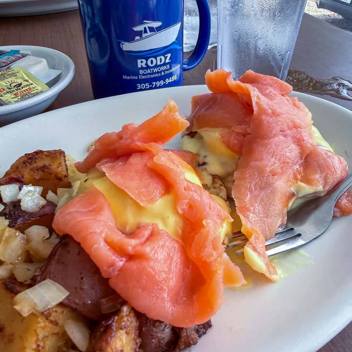 smoked salmon Benedict breakfast