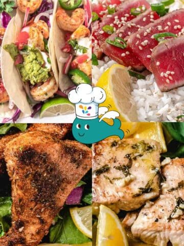 Seafood recipes collage.