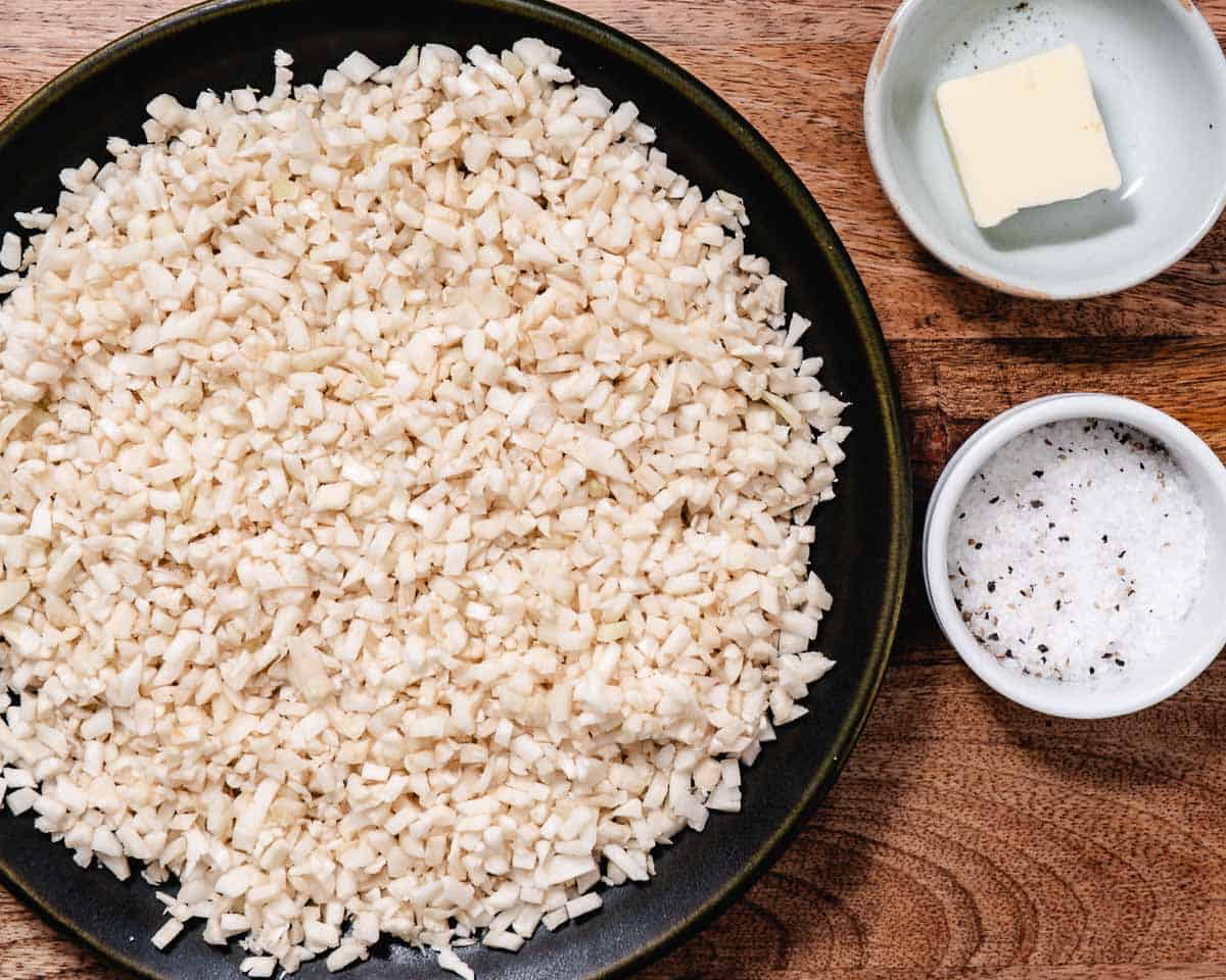 cauliflower rice, butter and salt
