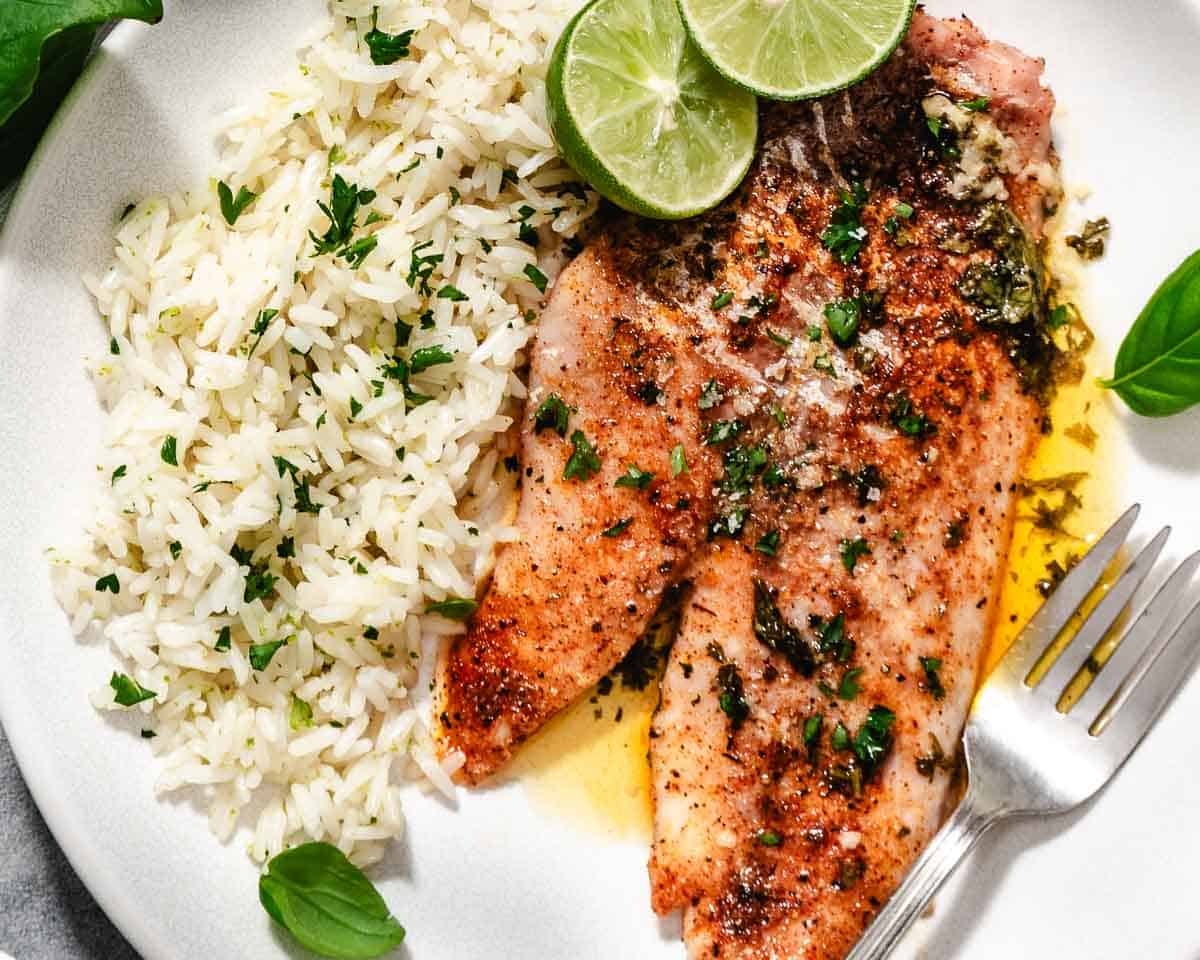 overhead view baked snapper from key west