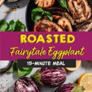 roasted baby eggplant pin image.