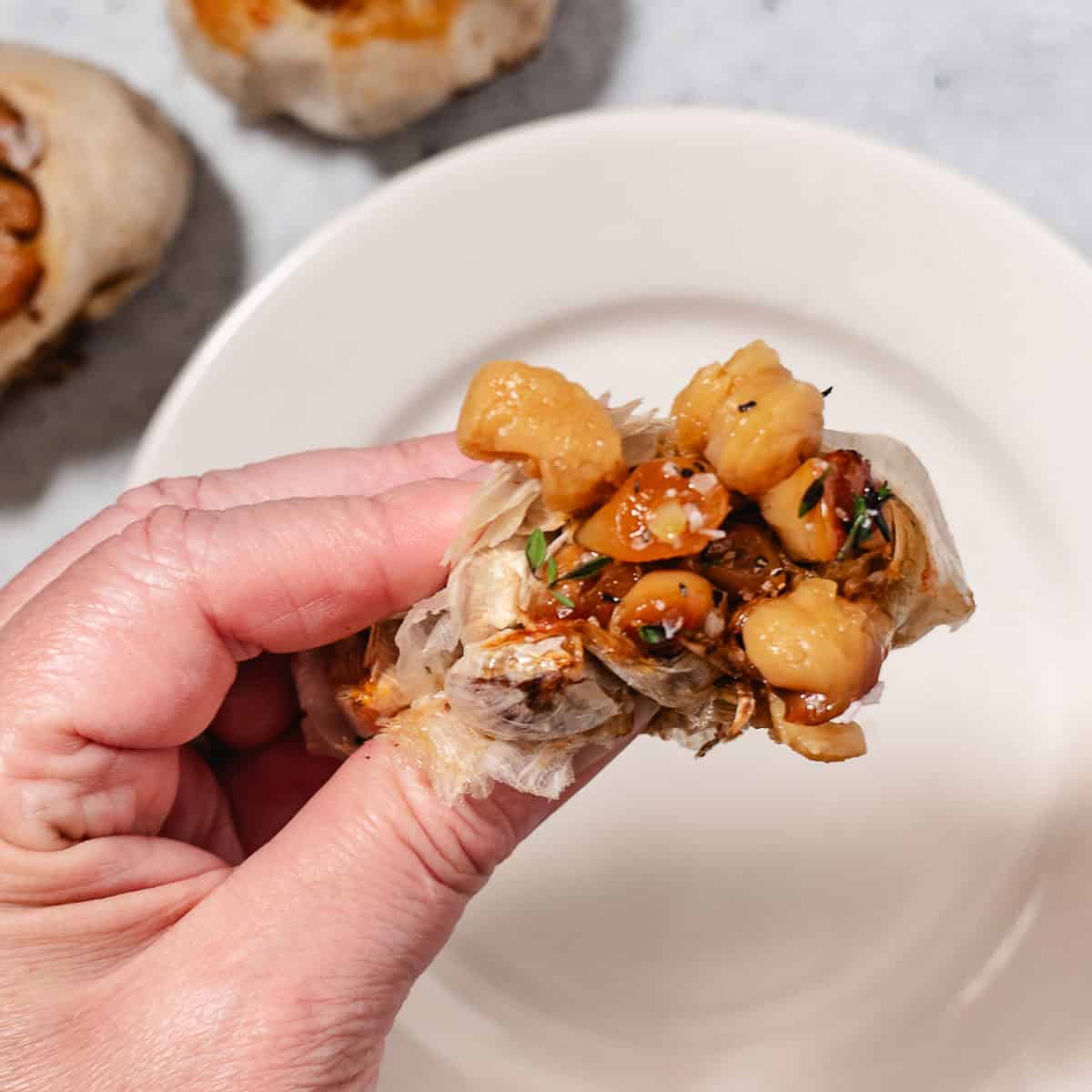 whole roasted garlic cooked in aluminum foil