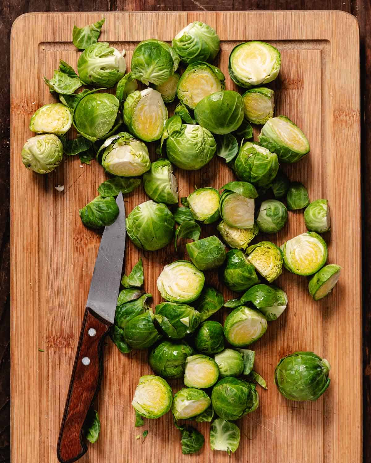 How to cut brussels sprouts with a knife.