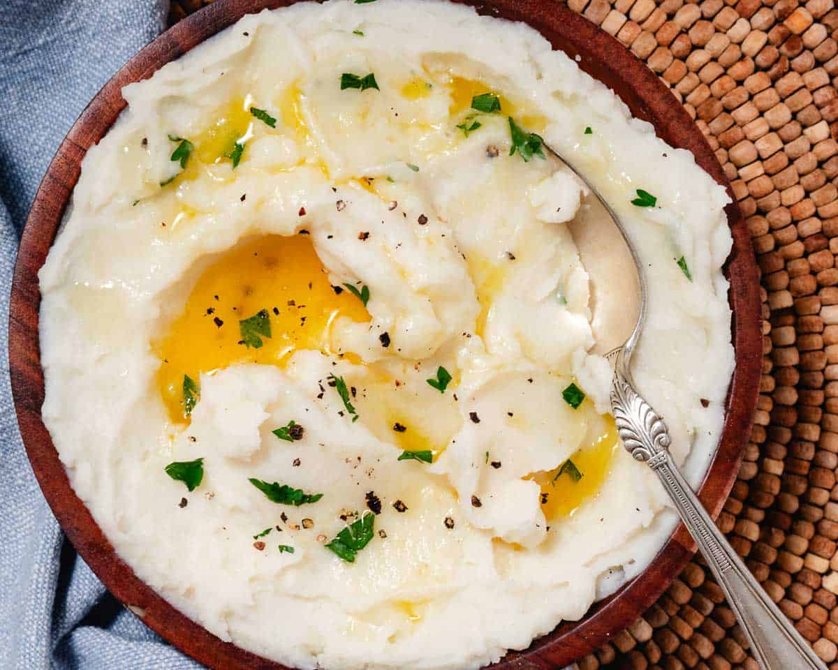 bowl of mashed potatoes for fish and mashed