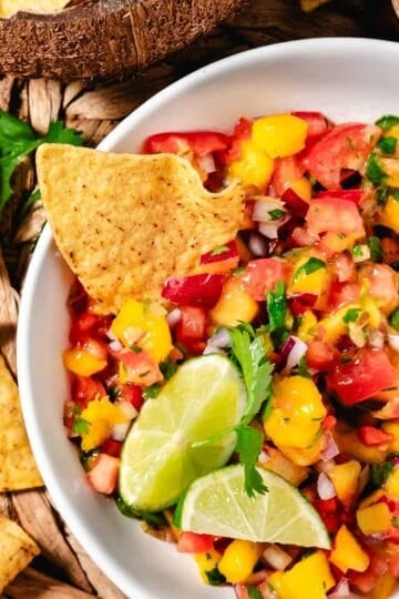 peach mango salsa bowl