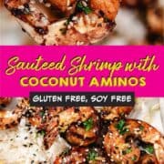 Sauteed coconut amino shrimp with sesame seeds pin.