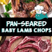 pan seared baby lambchops with butter.