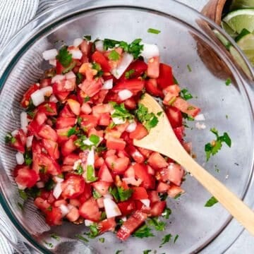 mixing bowl of pico de gallo