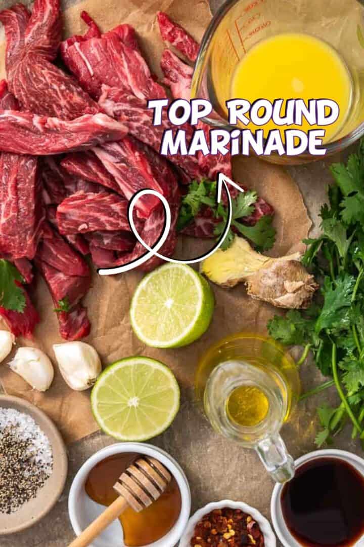 marinated top round beef dinner