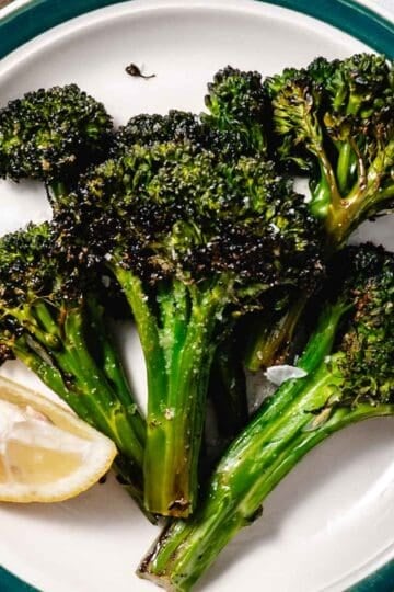 Simple roasted baby broccoli is tender and lightly browned, with a fresh, earthy flavor.
