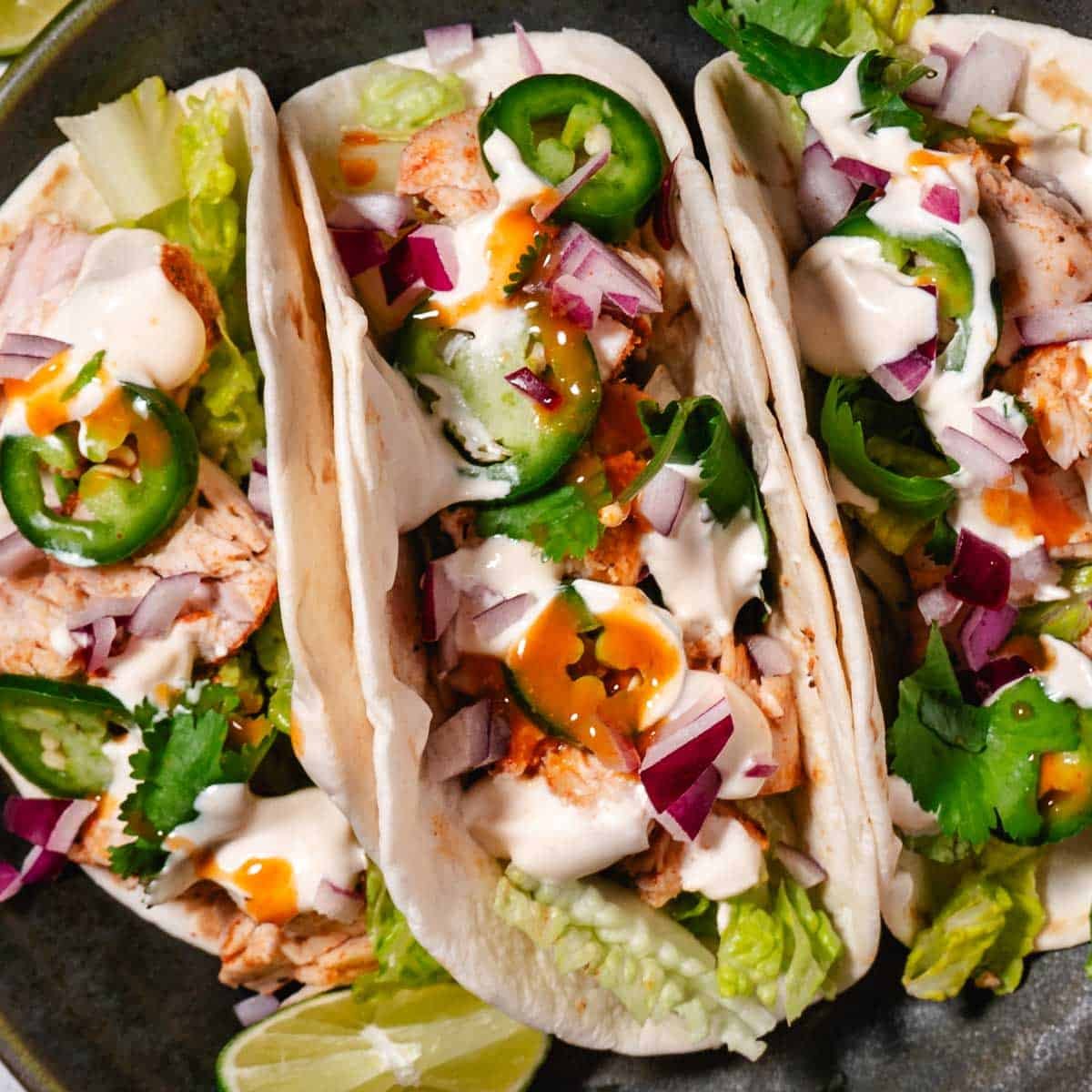 swordfish tacos with jalapeños and creamy sauce