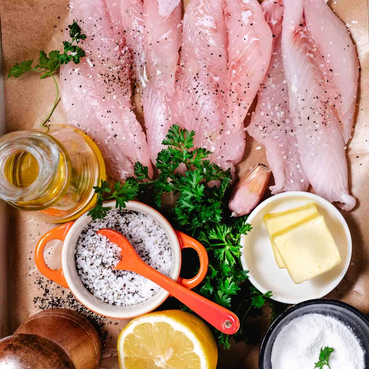 ingredients for mangrove snapper with lemon butter sauce