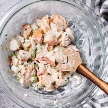 bowl of creamy lobster salad