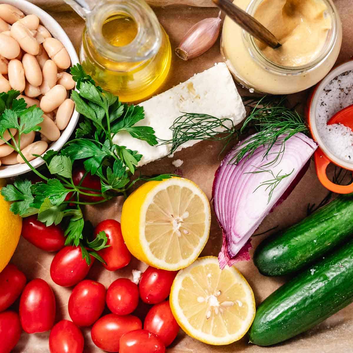 white bean cucumber tomato salad ingredients