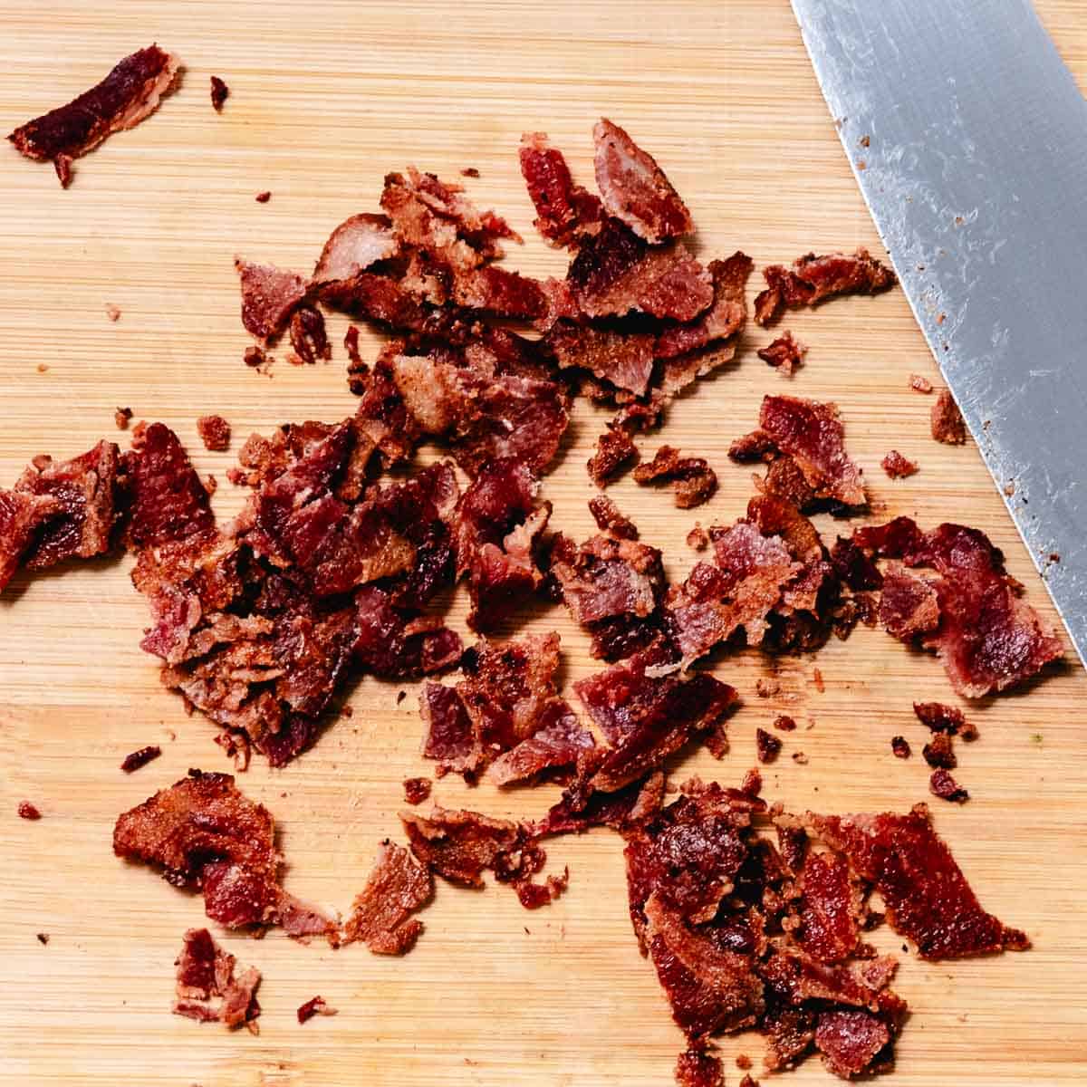 crispy bacon chopped into bite size pieces