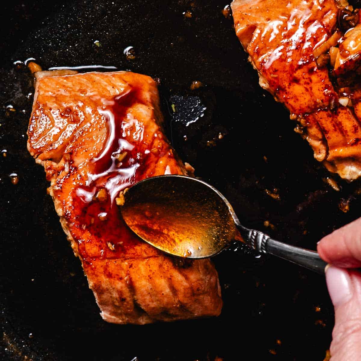 cooking glazed salmon in no stick pan