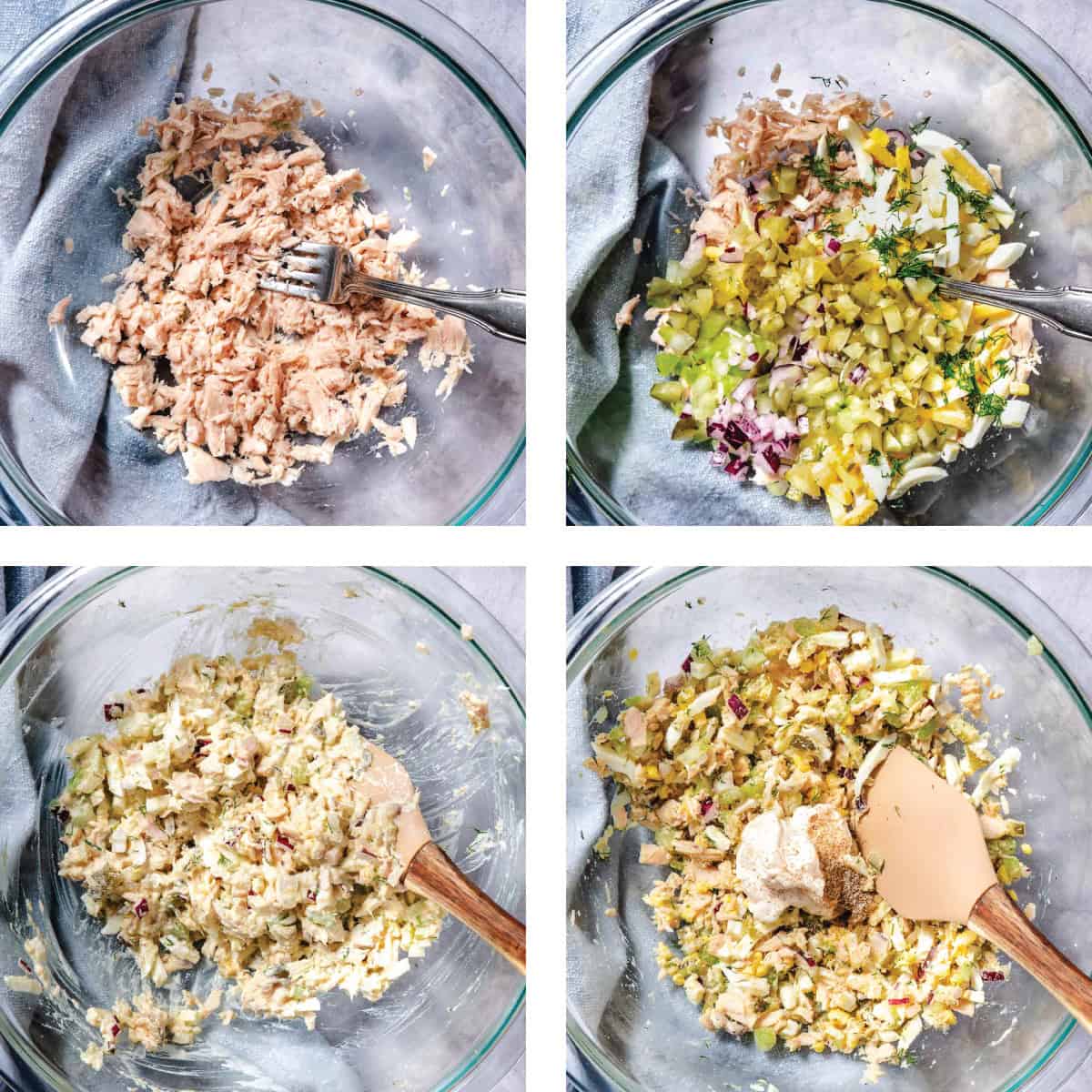 step by step directions to make tuna egg salad