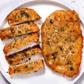 sliced fried Italian chicken cutlets
