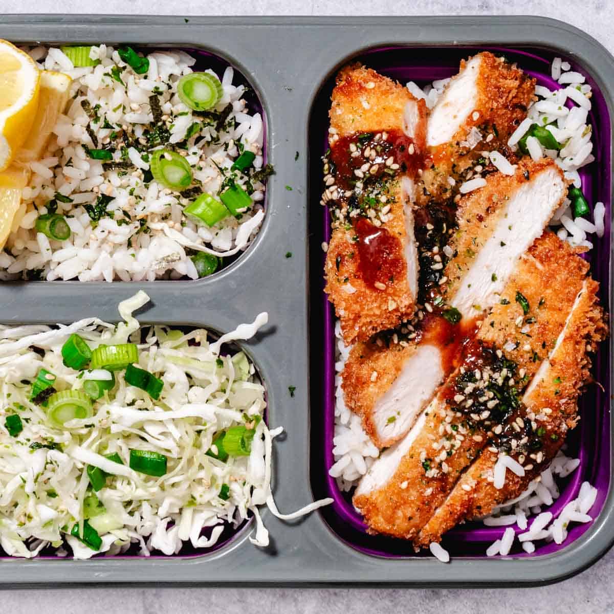 Chicken katsu in leftover bento box