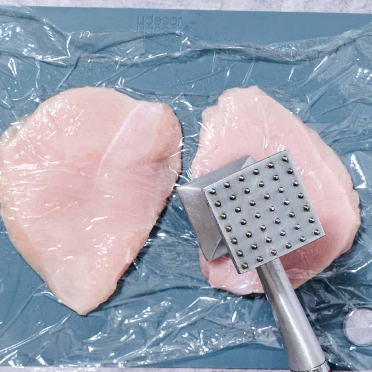 How to pound chicken breasts thin for chicken cutlets using a meat mallet