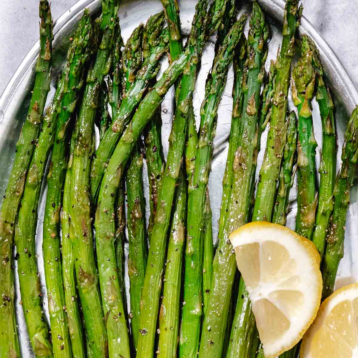 roasted asparagus with salt pepper and lemon
