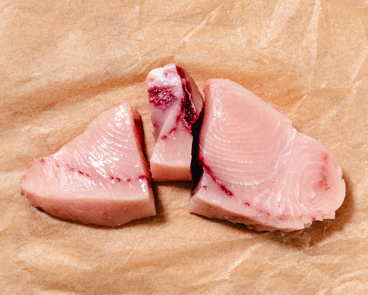 trimming bloodline from swordfish