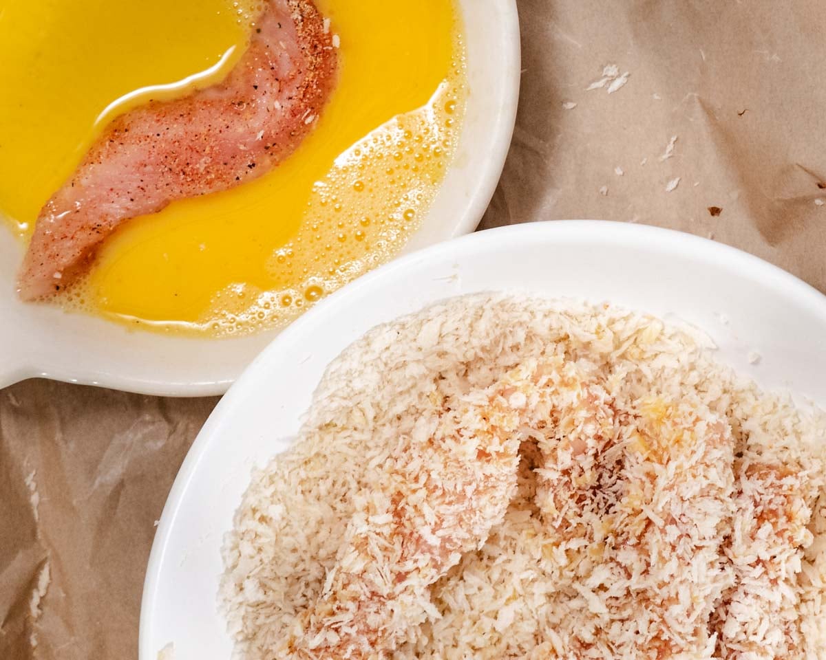 eggs wash and panko breading