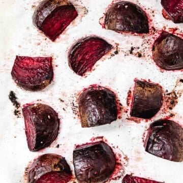 roasting quartered beets on a sheet pan